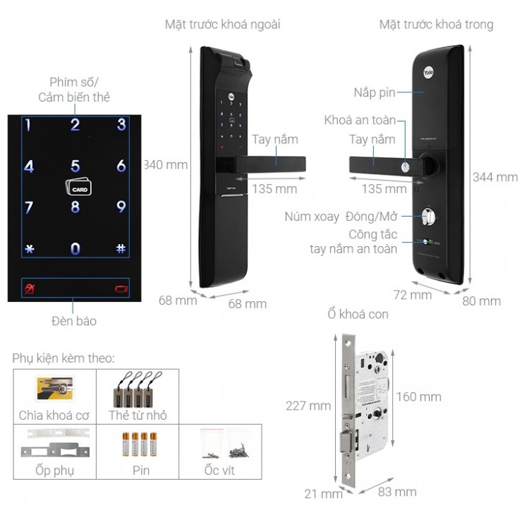 Khóa cửa điện tử Yale YDM7116A MB YDM 7116A MB màu đen đa chức năng