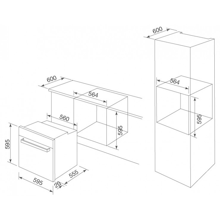 Lò Nướng Điện Malloca MOV-65DA Âm Tủ (Kính Đen)