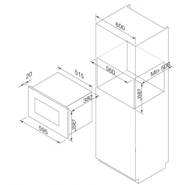 Lò Vi Sóng Malloca MW-927BG Âm Tủ 27L Màu Đen