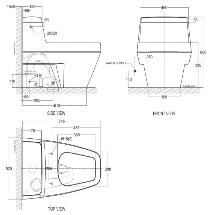 Bồn Cầu American Standard 2030-WT Một Khối Dòng IDS Clear