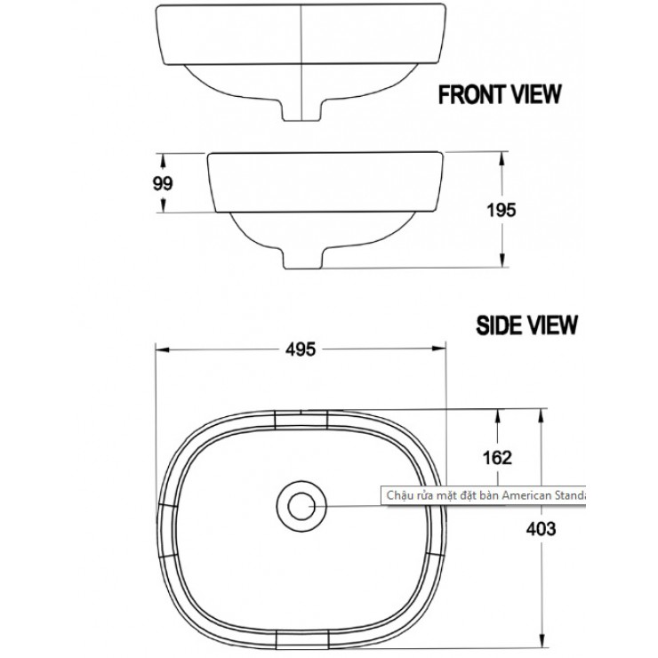 Chậu Rửa Lavabo Đặt Bàn American Standard Active 0950-WT