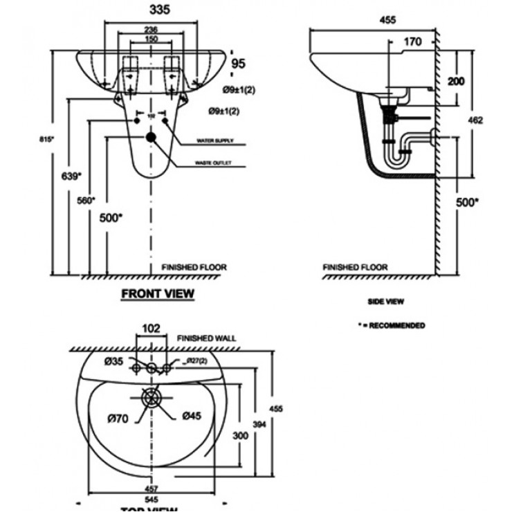 Chậu Rửa Treo Tường American Standard Cabria VF-0800/VF-0911