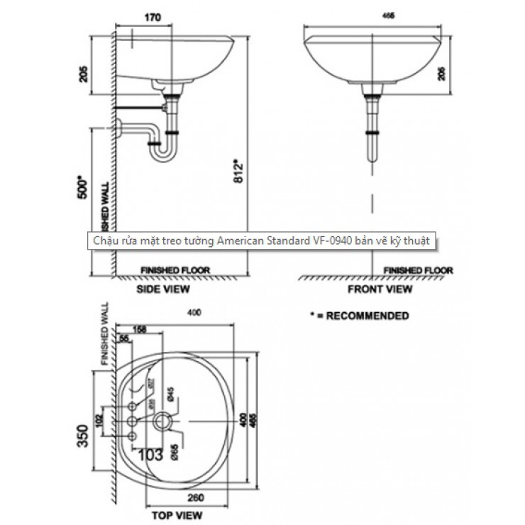 Chậu Rửa Treo Tường American Standard Gala VF-0940