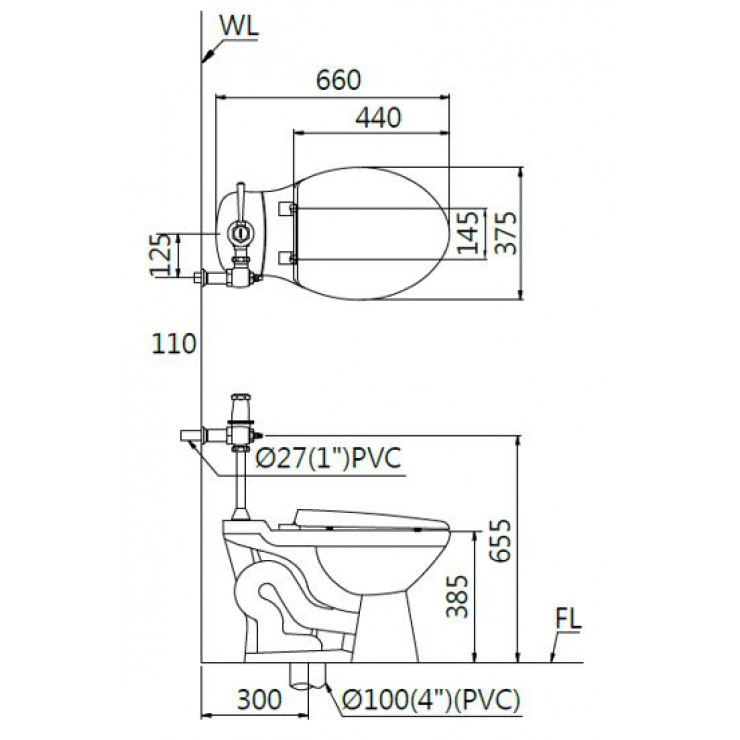 Bàn Cầu Xả Gạt Tay CAESAR CP1333/BF443