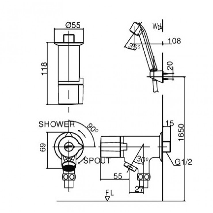 Vòi Sen Tắm Tay Nhựa INAX BFV-10