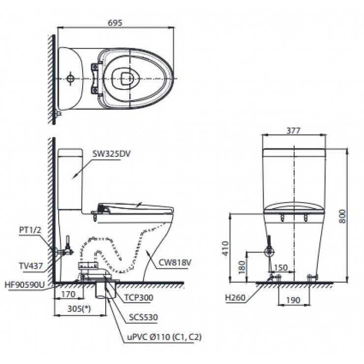 Bồn Cầu Điện Tử TOTO CS818DW7 Nắp Rửa Washlet