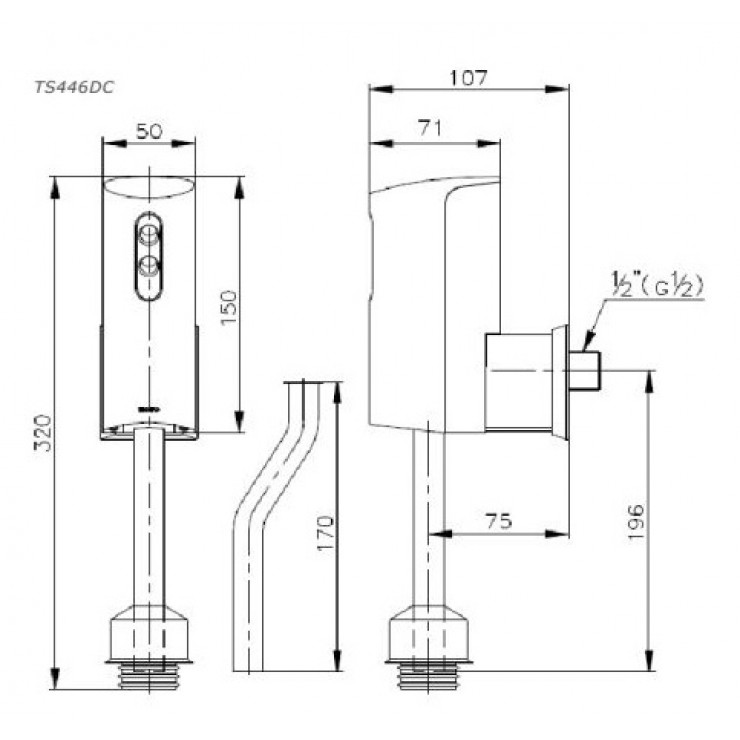 Vòi Xả Cảm Ứng TOTO DUE137PBK (TS446DC) Dùng Pin