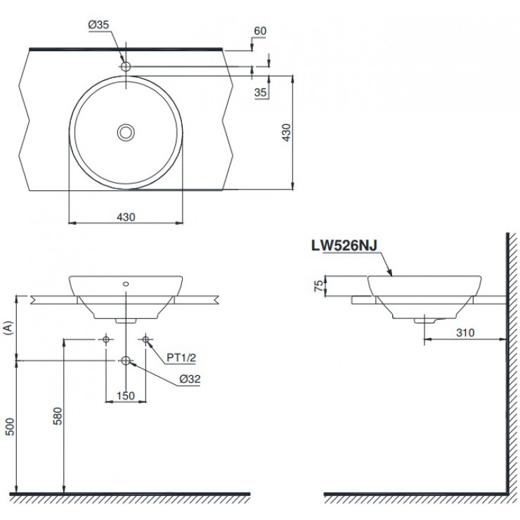 Chậu Lavabo TOTO LW526NJ (LW526NJU) Bán Âm CeFiONtect