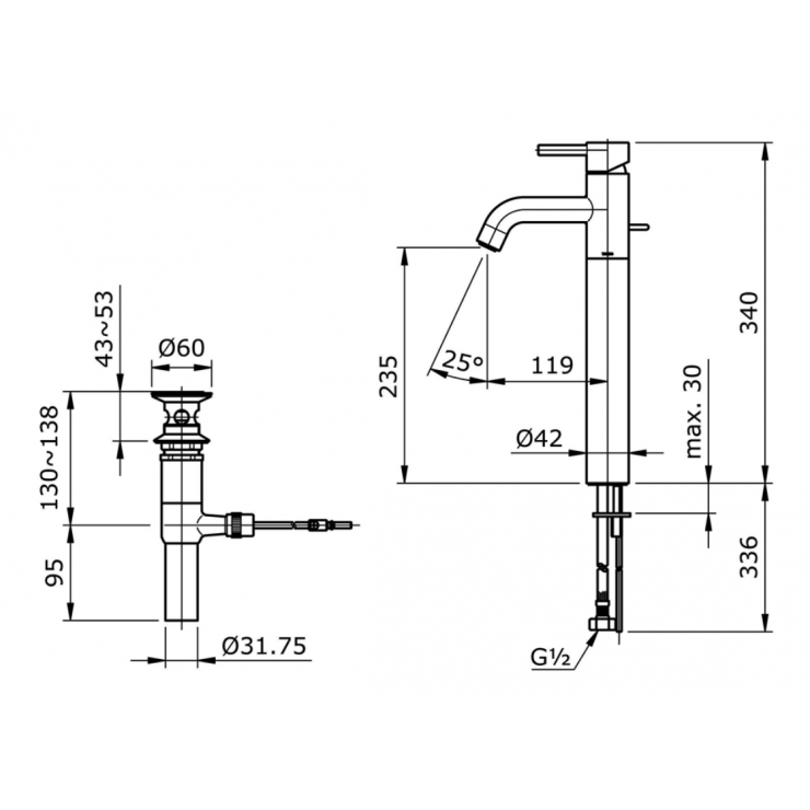 Vòi Lavabo TOTO TX116LESN Cổ Cao Nóng Lạnh