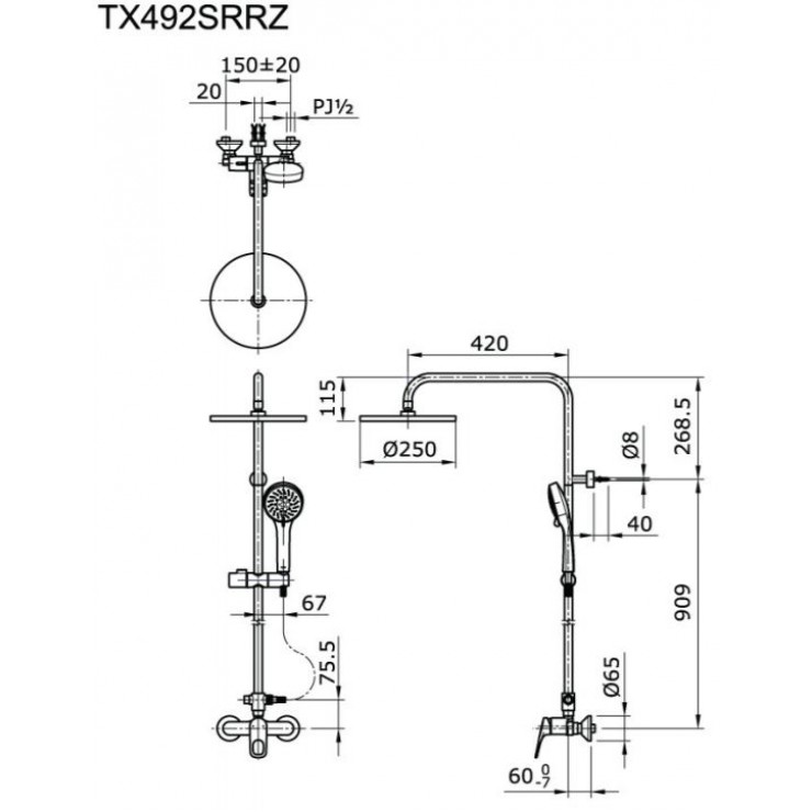 Vòi Sen Cây TOTO TX492SRRZ Nóng Lạnh