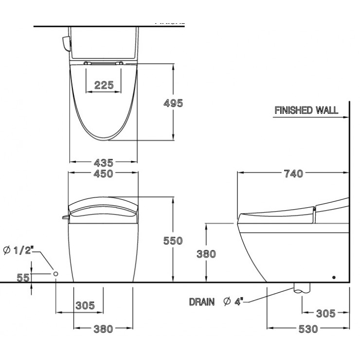 Bồn Cầu COTTO C10037 Một Khối Terranova Cao Cấp