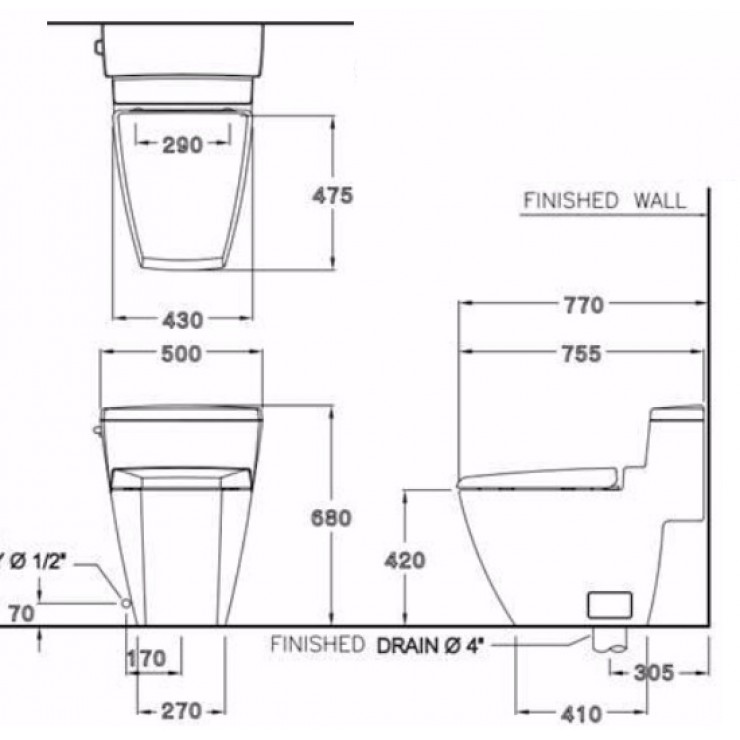 Bồn Cầu COTTO C10187 Một Khối Hercules Xả Gạt