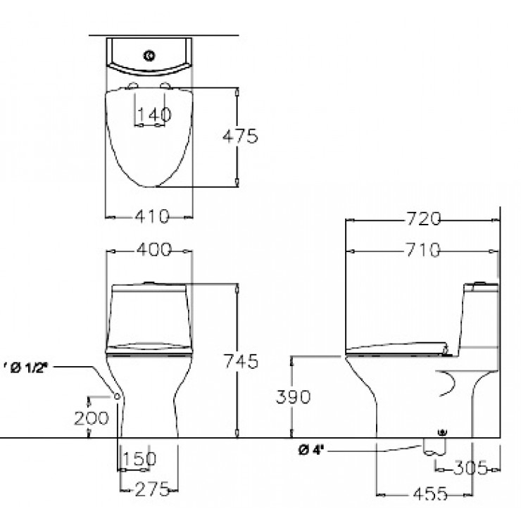 Bồn Cầu COTTO C12377 Hai Khối Chloe