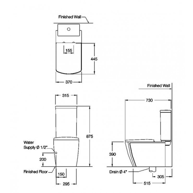 Bồn Cầu COTTO C16897 Hai Khối 3x3 R3