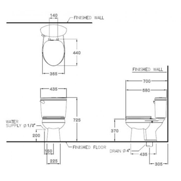 Bồn Cầu COTTO C1444 Hai Khối SHARON