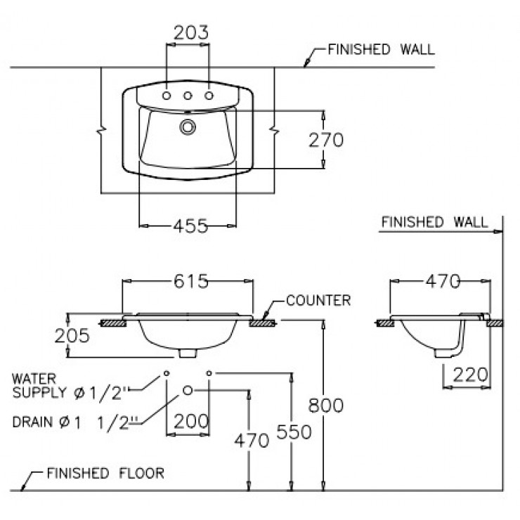 Chậu Rửa Mặt Lavabo COTTO C0110 Âm Bàn Dương Vành Victor