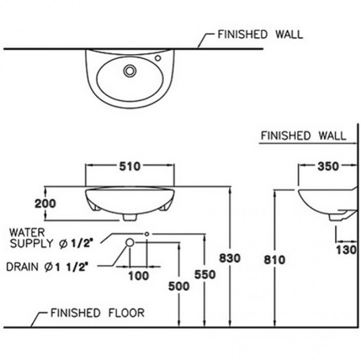 Lavabo COTTO C005 Annie Treo Tường