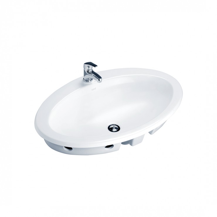 Chậu Rửa Lavabo COTTO C019 Ellipse Dương Vành