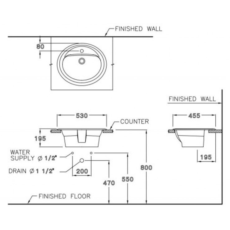 Chậu Rửa Lavabo COTTO C008 Jupiter Dương Bàn