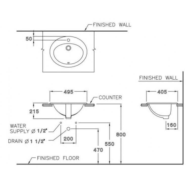 Chậu Rửa Lavabo COTTO C029 Lisa Âm Bàn Dương Vành