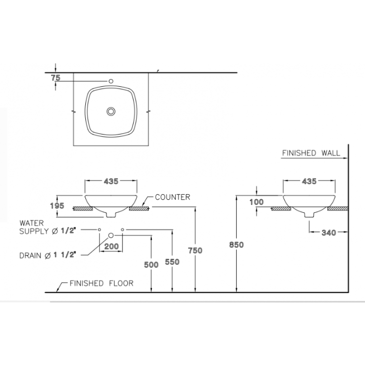 Chậu Rửa Lavabo COTTO C0003 Tess Dương Bàn