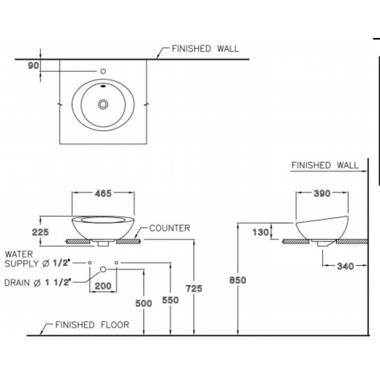 Chậu Rửa Lavabo COTTO C02507 Dazzle Đặt Bàn