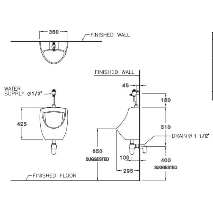 Bồn Tiểu Nam COTTO C3080 Baron Treo Tường