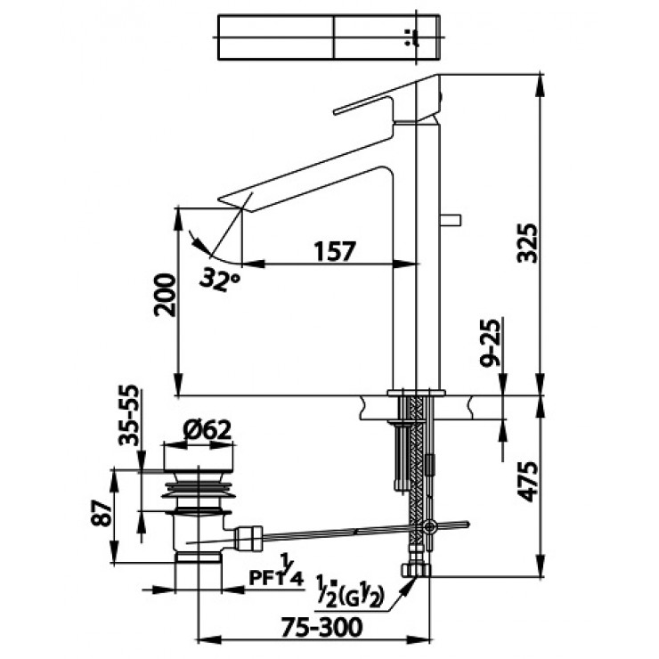 Vòi Lavabo COTTO CT202AY Square Nóng Lạnh