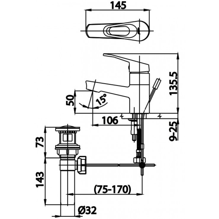 Vòi Lavabo COTTO CT2176AE Next II Nóng Lạnh