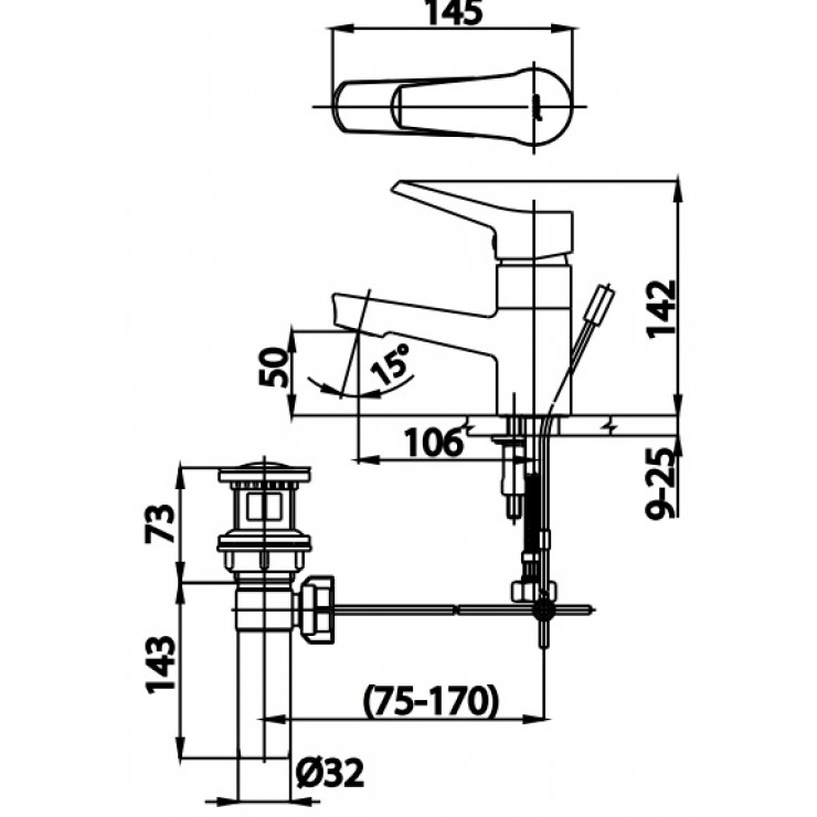 Vòi Lavabo COTTO CT2178AE Next III Nóng Lạnh