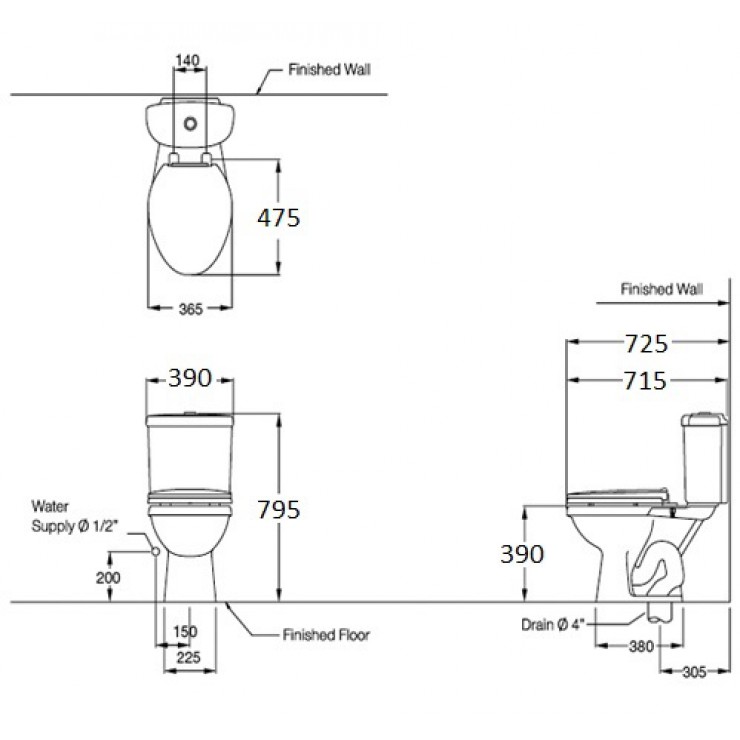 Bồn Cầu COTTO C1331VN Hai Khối Ginny Xả Nhấn