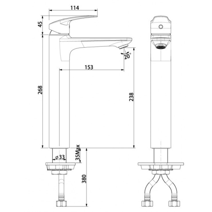 Vòi Rửa Lavabo American Standard WF-0902 Milano Cổ Cao Nóng Lạnh