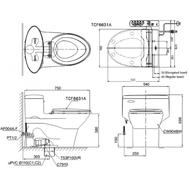 Bồn Cầu Điện Tử TOTO MS904W7 Nắp Rửa Washlet