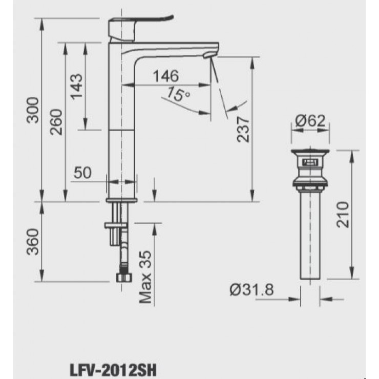 Vòi Lavabo Inax LFV-2012SH Đặt Bàn Cổ Cao