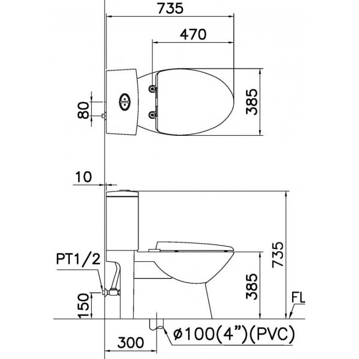 Bồn Cầu Thông Minh CAESAR CD1340/TAF200H 2 Khối