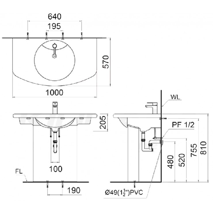 Chậu Rửa Mặt Lavabo Caesar Chân Đứng LF5314/PF2414