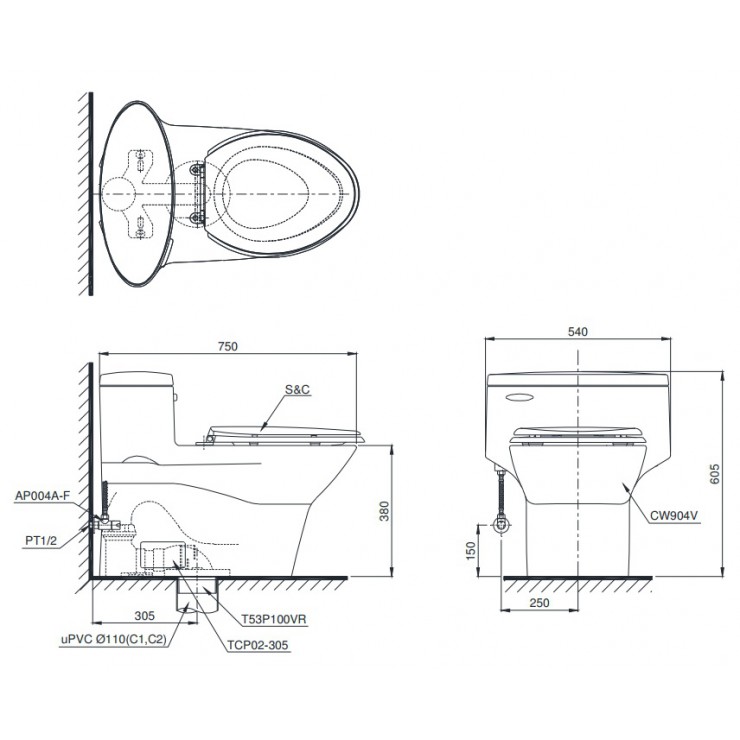 Bồn Cầu Điện Tử TOTO MS904W6 Nắp Rửa Washlet