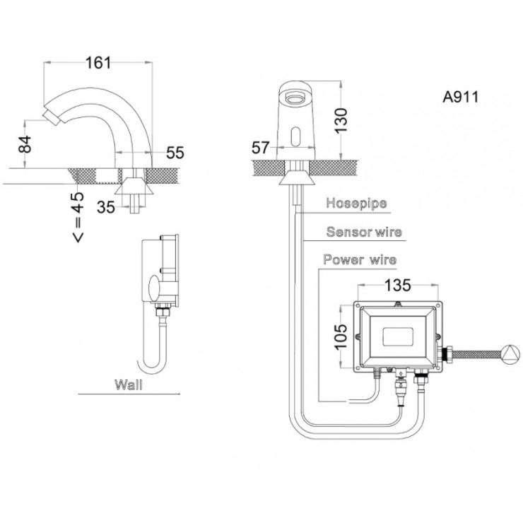 Vòi Cảm Ứng Lavabo CAESAR A911