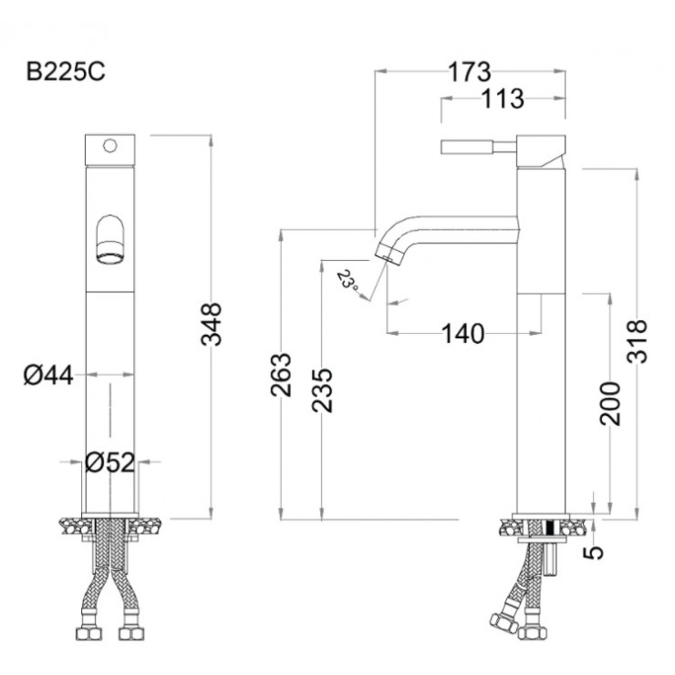 Vòi Lavabo Caesar B225CU (B225C) Nóng Lạnh Cổ Cao