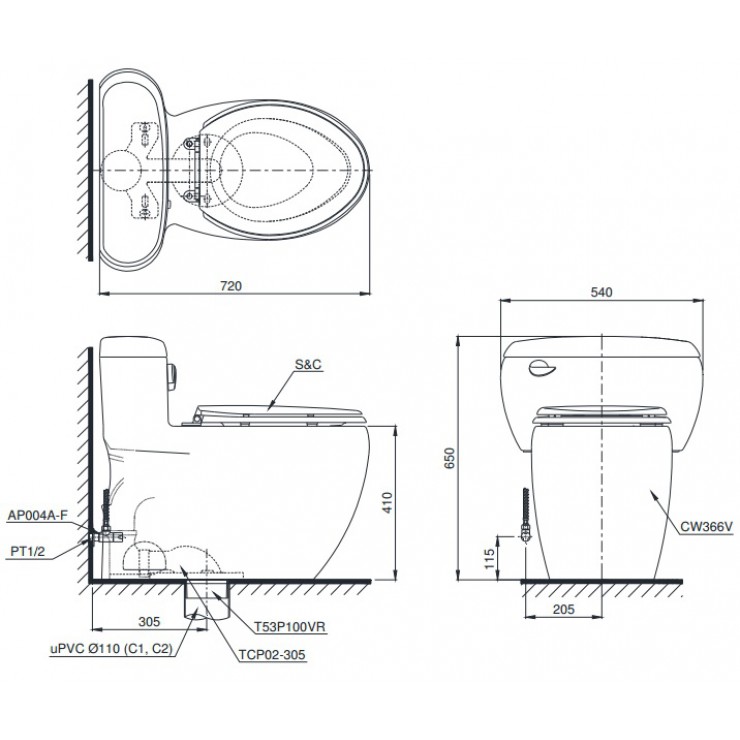 Bồn Cầu Điện Tử TOTO MS366W6 Nắp Rửa Washlet