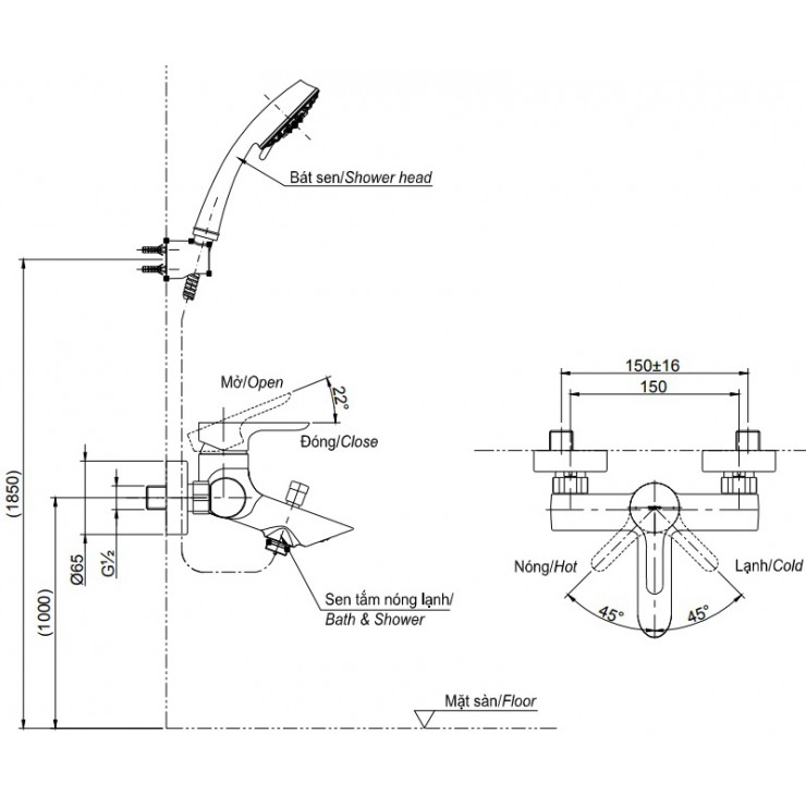 Vòi Sen Tắm TOTO TBS02302V/DGH104ZR Nóng Lạnh