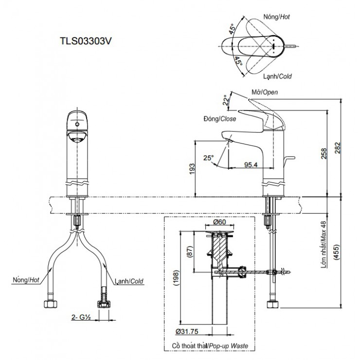 Vòi Lavabo TOTO TLS03303V Nóng Lạnh Cổ Cao