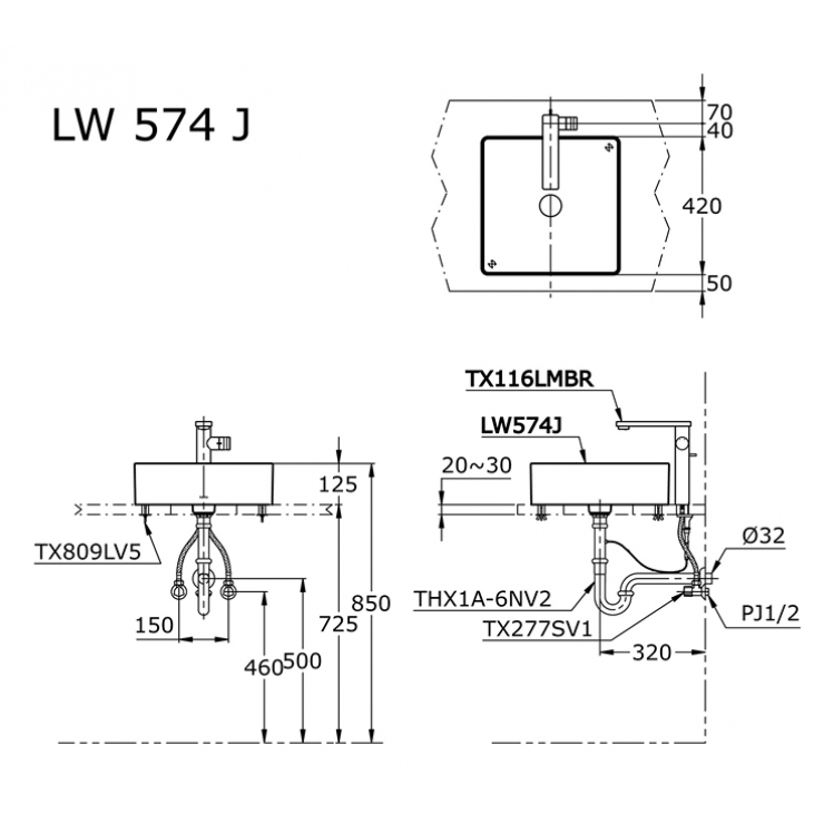 Chậu Lavabo TOTO LW574JW/F Đặt Bàn