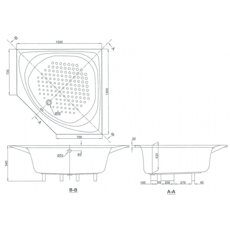 Bồn Tắm Góc TOTO PAY1300PE/DB505R-2B 1.3M