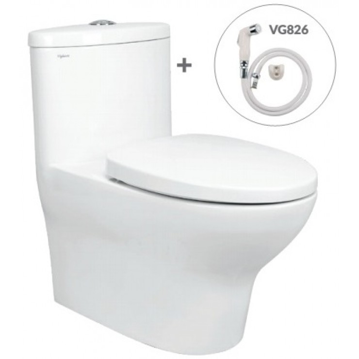 Bồn Cầu Viglacera V37S Xả Xoáy Nắp Êm V37 + Vòi Xịt VG826