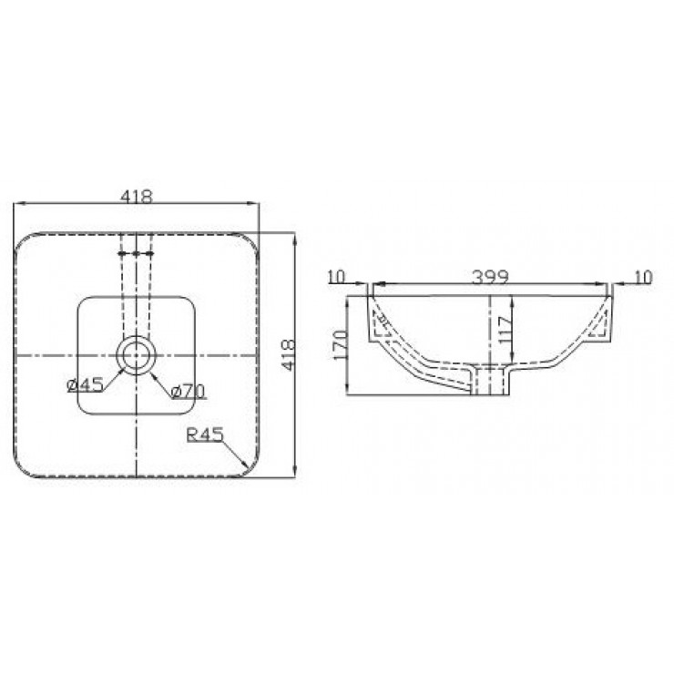 Chậu Rửa Mặt Lavabo Viglacera CD20 Đặt Bàn Vuông