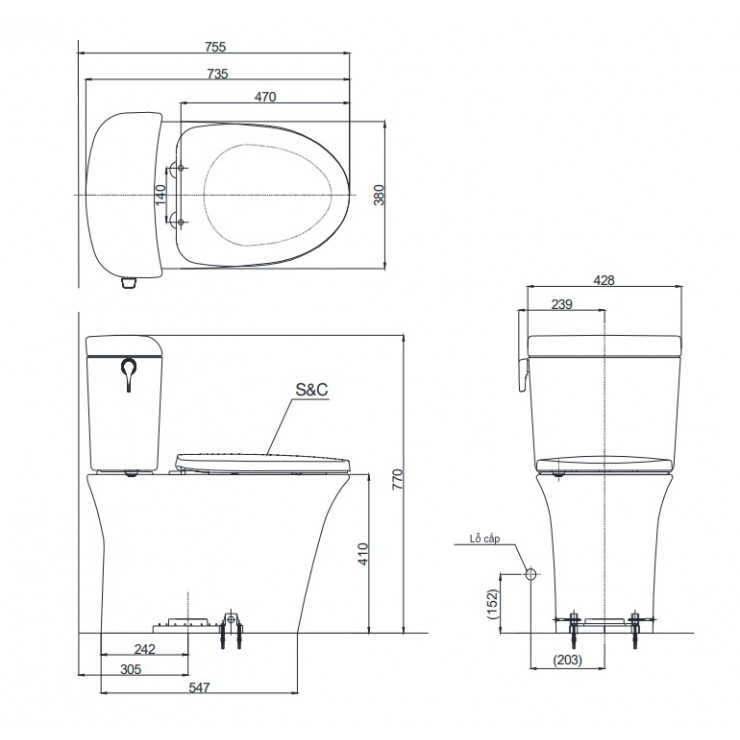 Bồn Cầu TOTO CW190K/SW190K 2 Khối