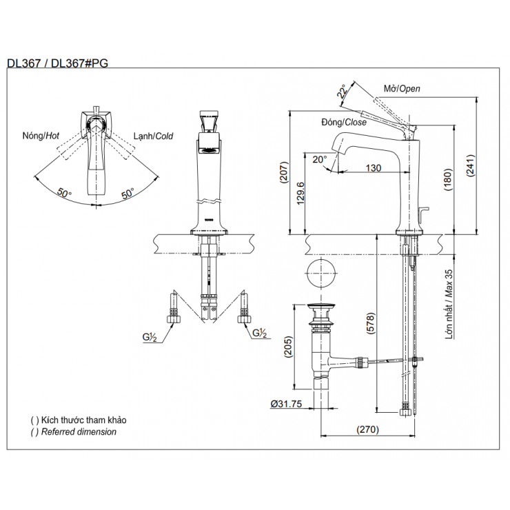 Vòi Chậu Rửa Mặt Lavabo TOTO DL367#PG