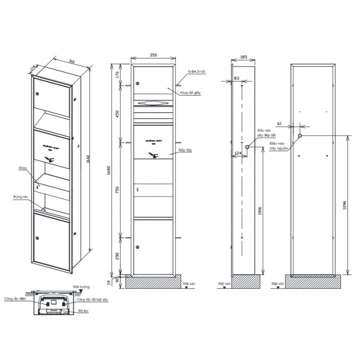 Máy Sấy Tay TOTO TYC602P Âm Tường