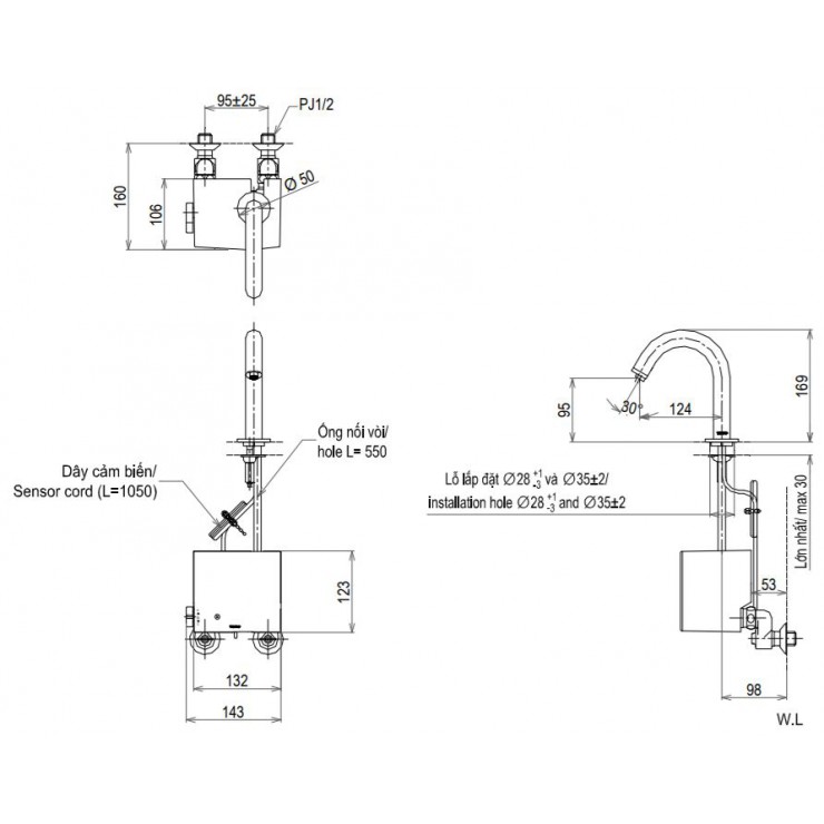 Vòi Cảm Ứng Lavabo TOTO TENA22AW/TVLF405 Nhiệt Độ